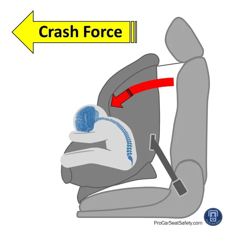 rear-facing crash safety spine protection